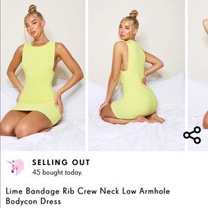 Lime Bandage Crew Neck Low Armhole Bodycon Dress
